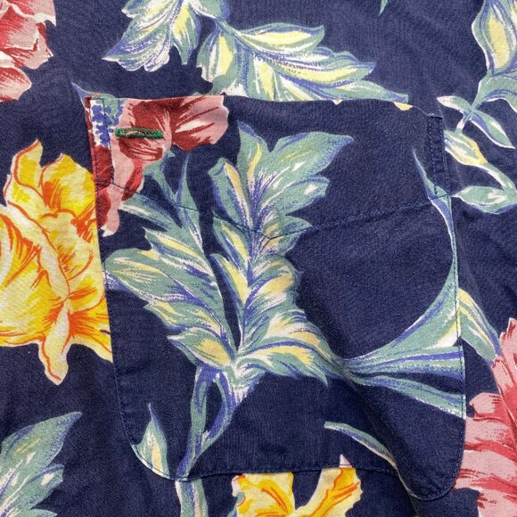 VTG Tommy Hilfiger Shirt Mens XL Button Up Blue Rayon Hawaiian Crest Baggy 90s - Picture 8 of 11